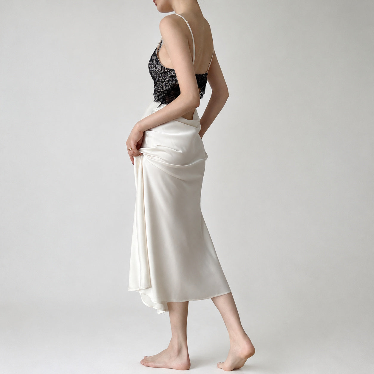 Ice Silk Lace Backless Nightie