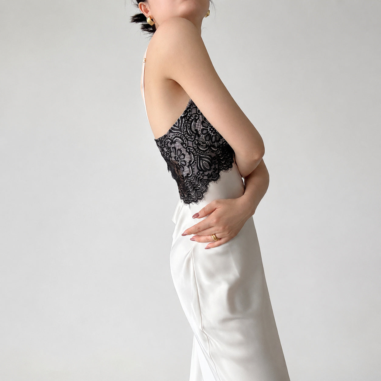 Ice Silk Lace Backless Nightie