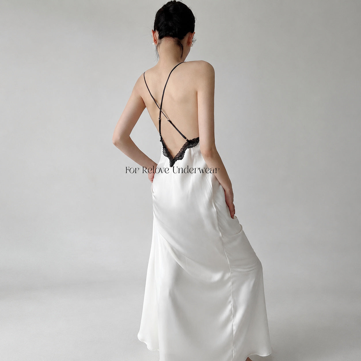 Lace Backless Silk Nightgown