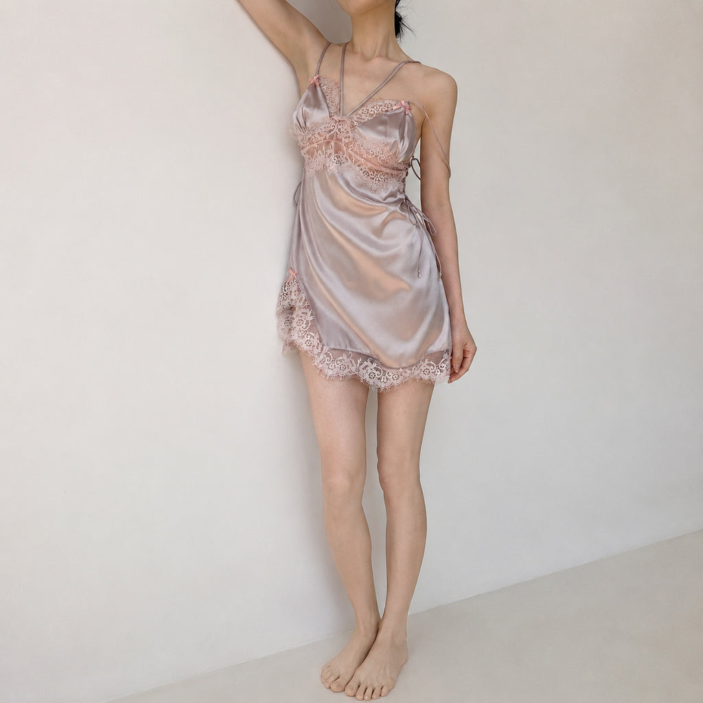 Silk V-Neck Lace Sleep Dress