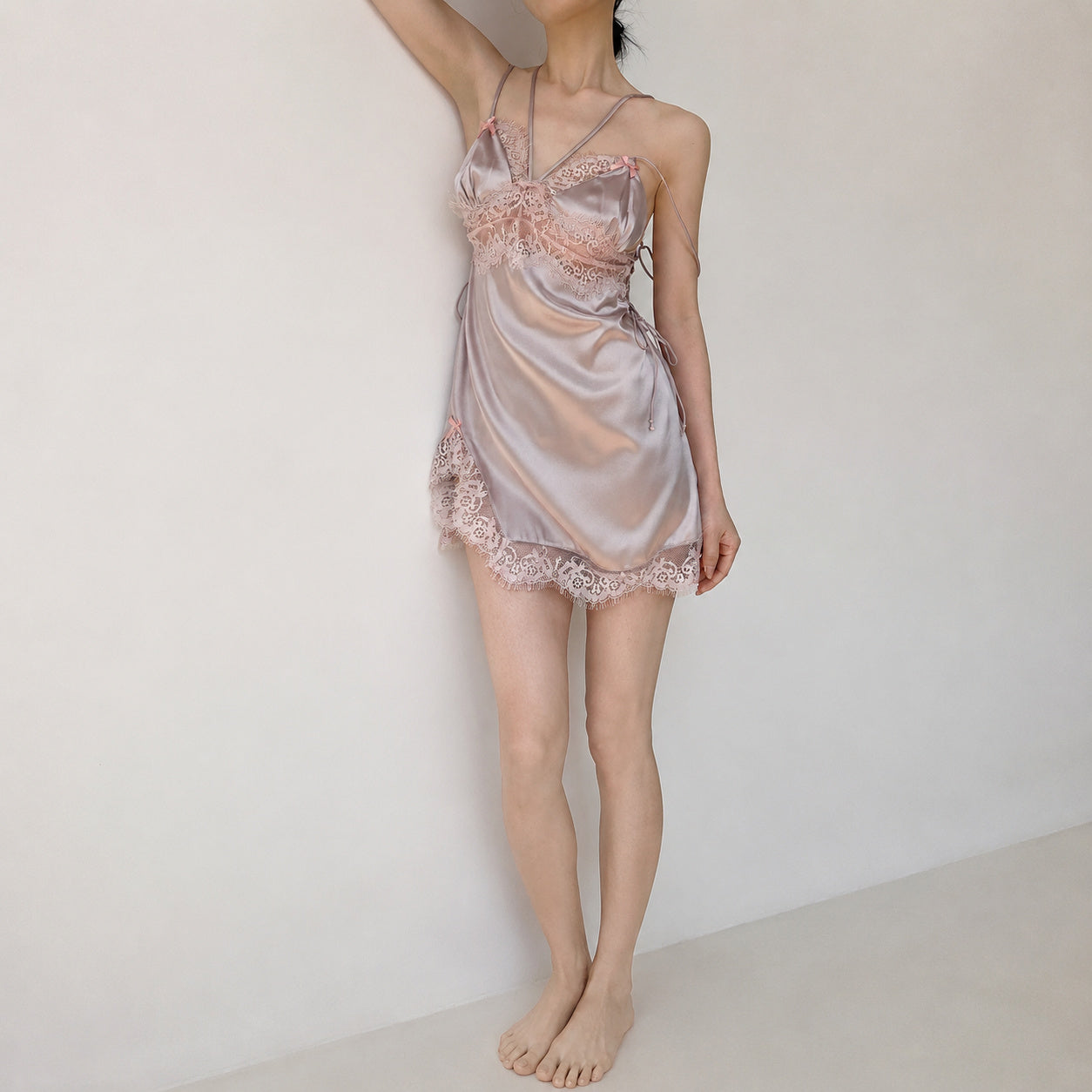 Silk V-Neck Lace Sleep Dress