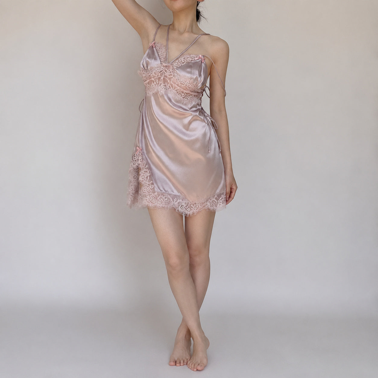 Silk V-Neck Lace Sleep Dress