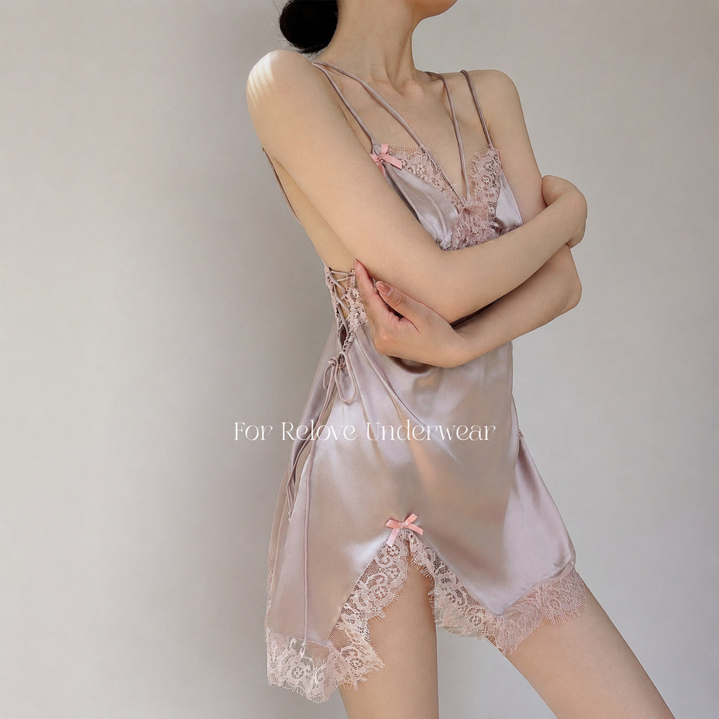 Silk V-Neck Lace Sleep Dress