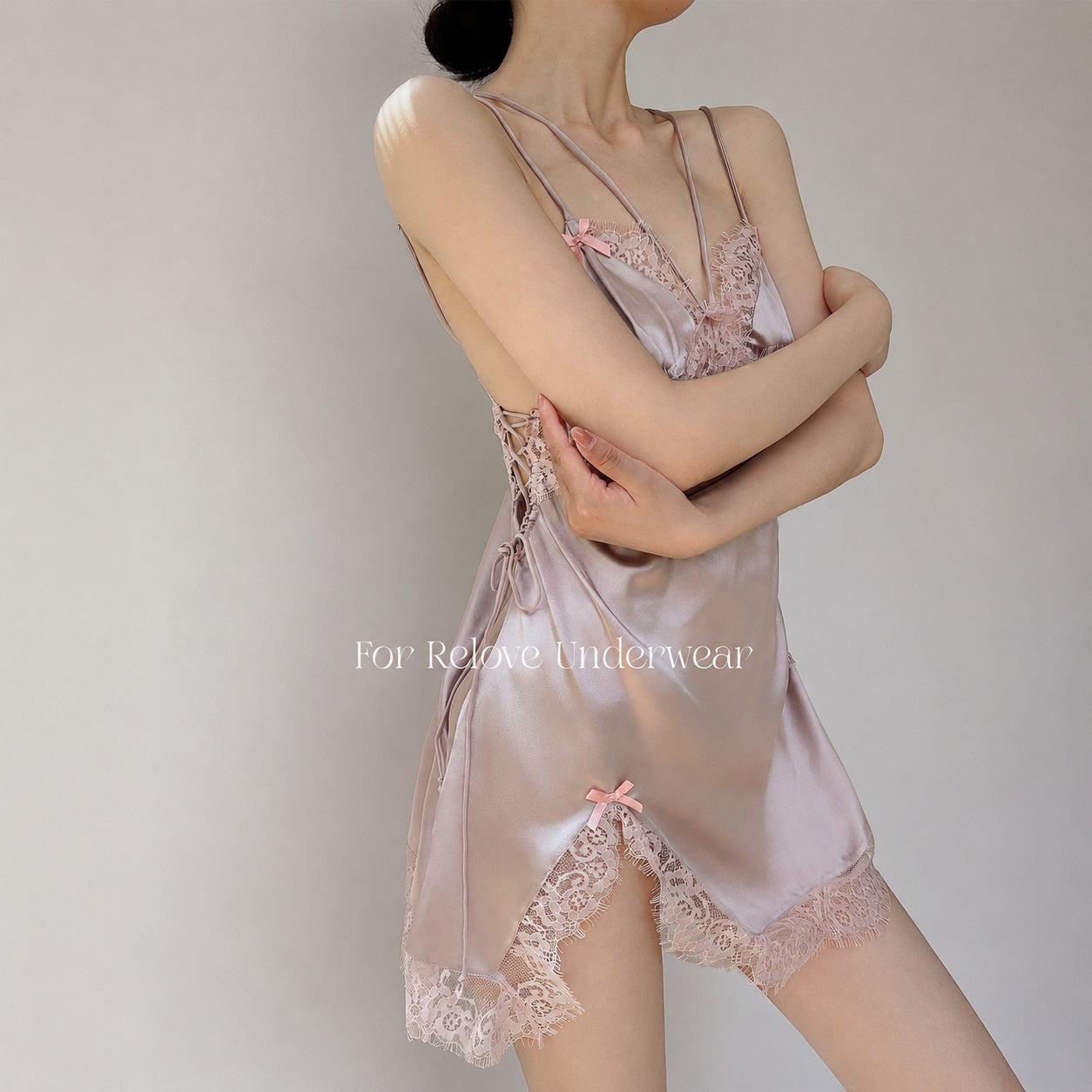 Silk V-Neck Lace Sleep Dress