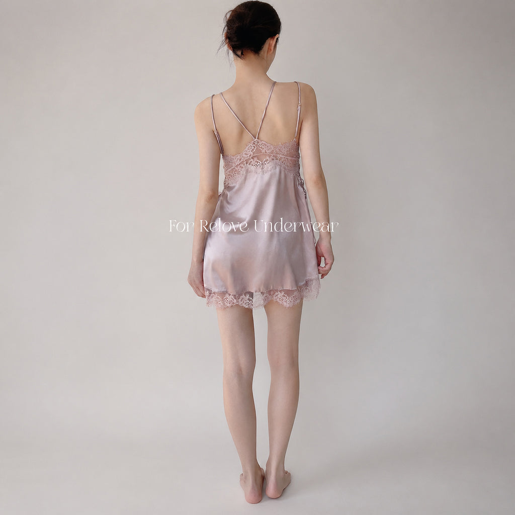 Silk V-Neck Lace Sleep Dress