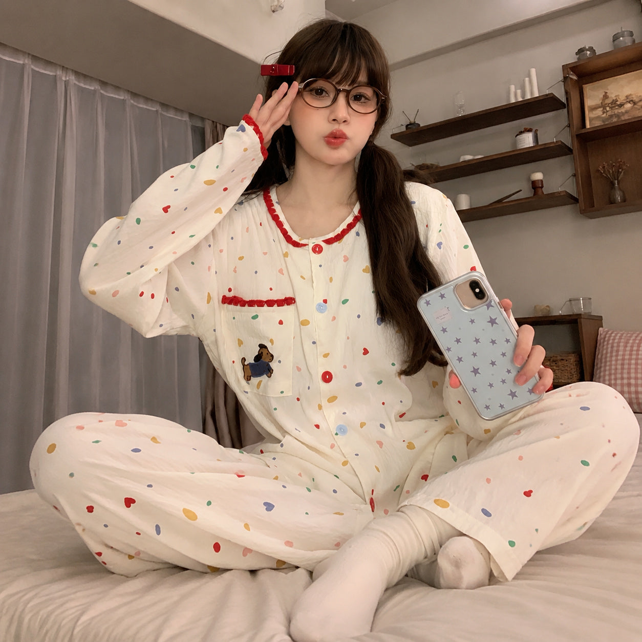 Cotton Dog Print Pajamas