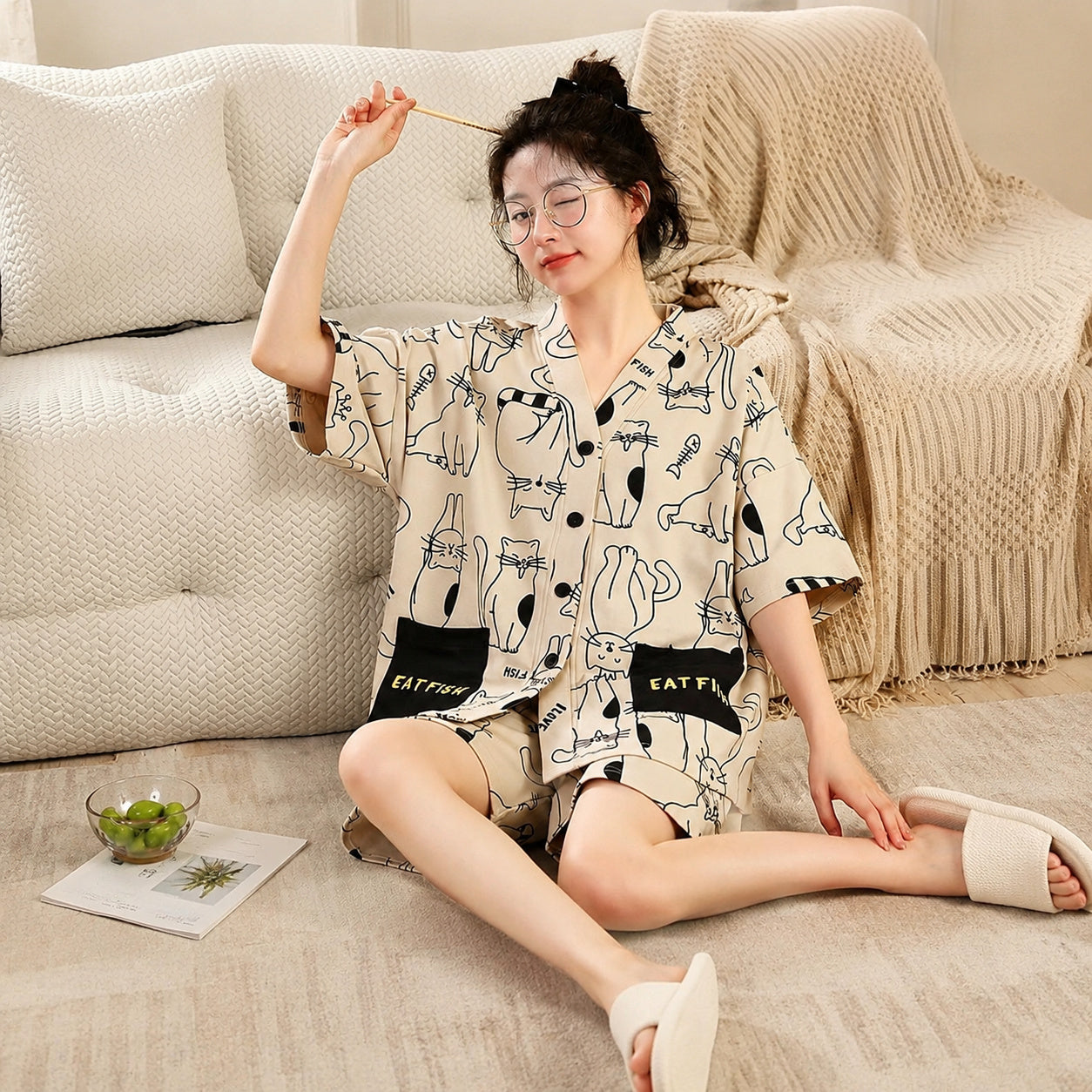 Cotton Lounge Set With Prints
