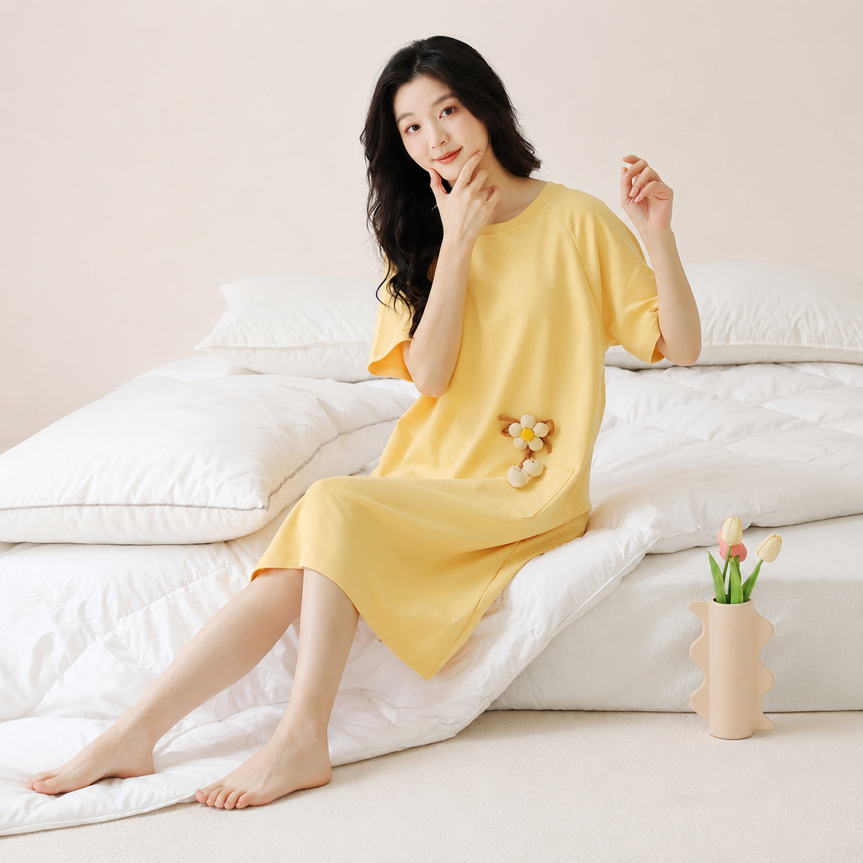 Cool‑Touch Cotton Lounge Dress