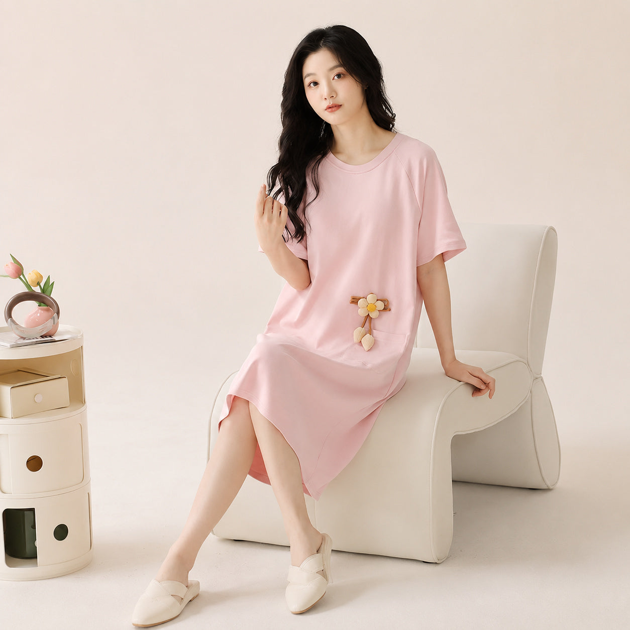 Cool‑Touch Cotton Lounge Dress
