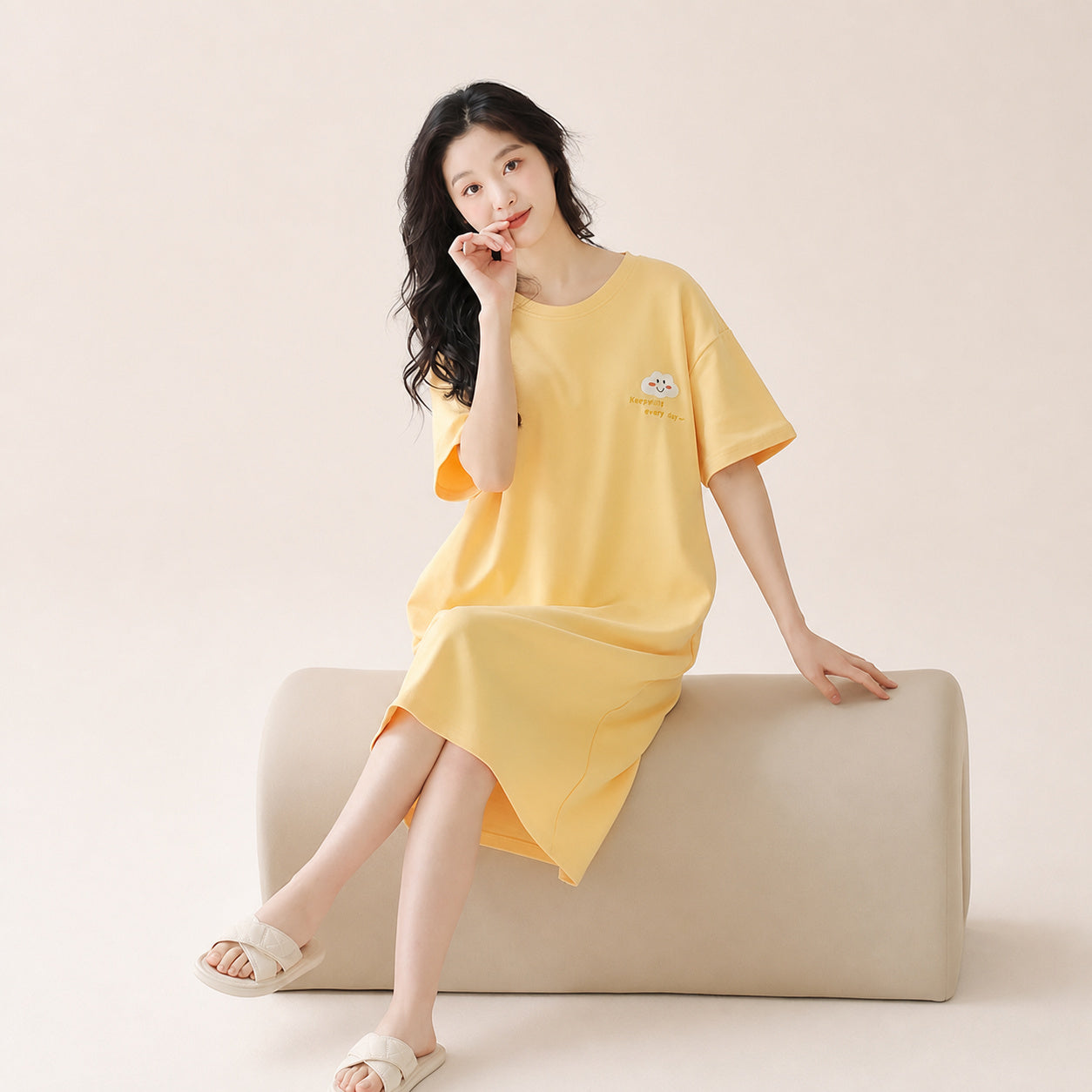 Cool‑Touch Cotton Lounge Dress