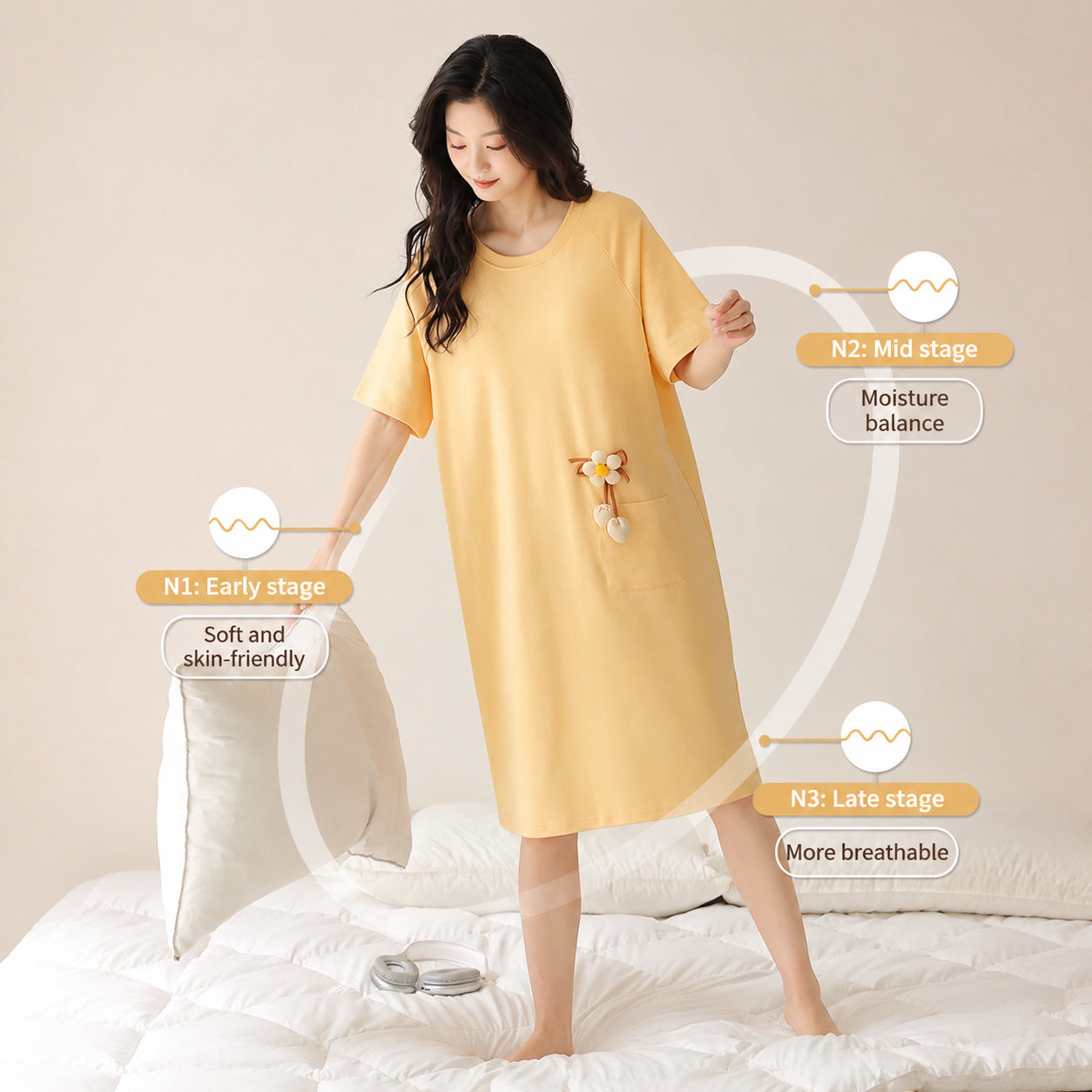 Cool‑Touch Cotton Lounge Dress