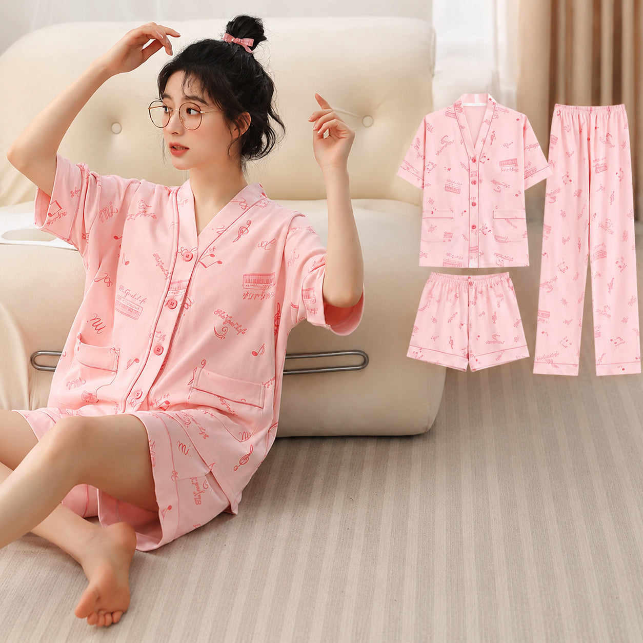 Cotton Built-in Cup Pajama Set