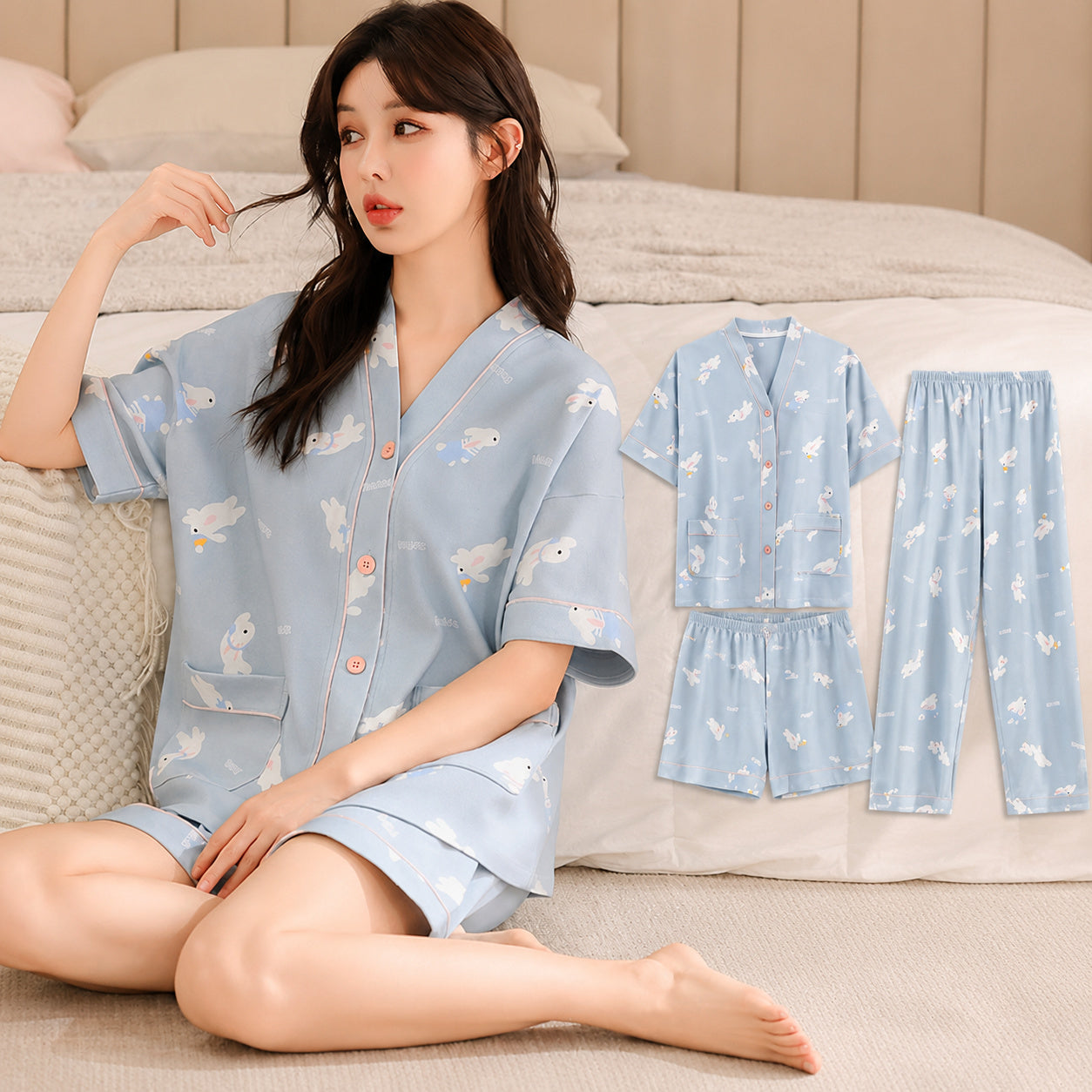 Cotton Built-in Cup Pajama Set