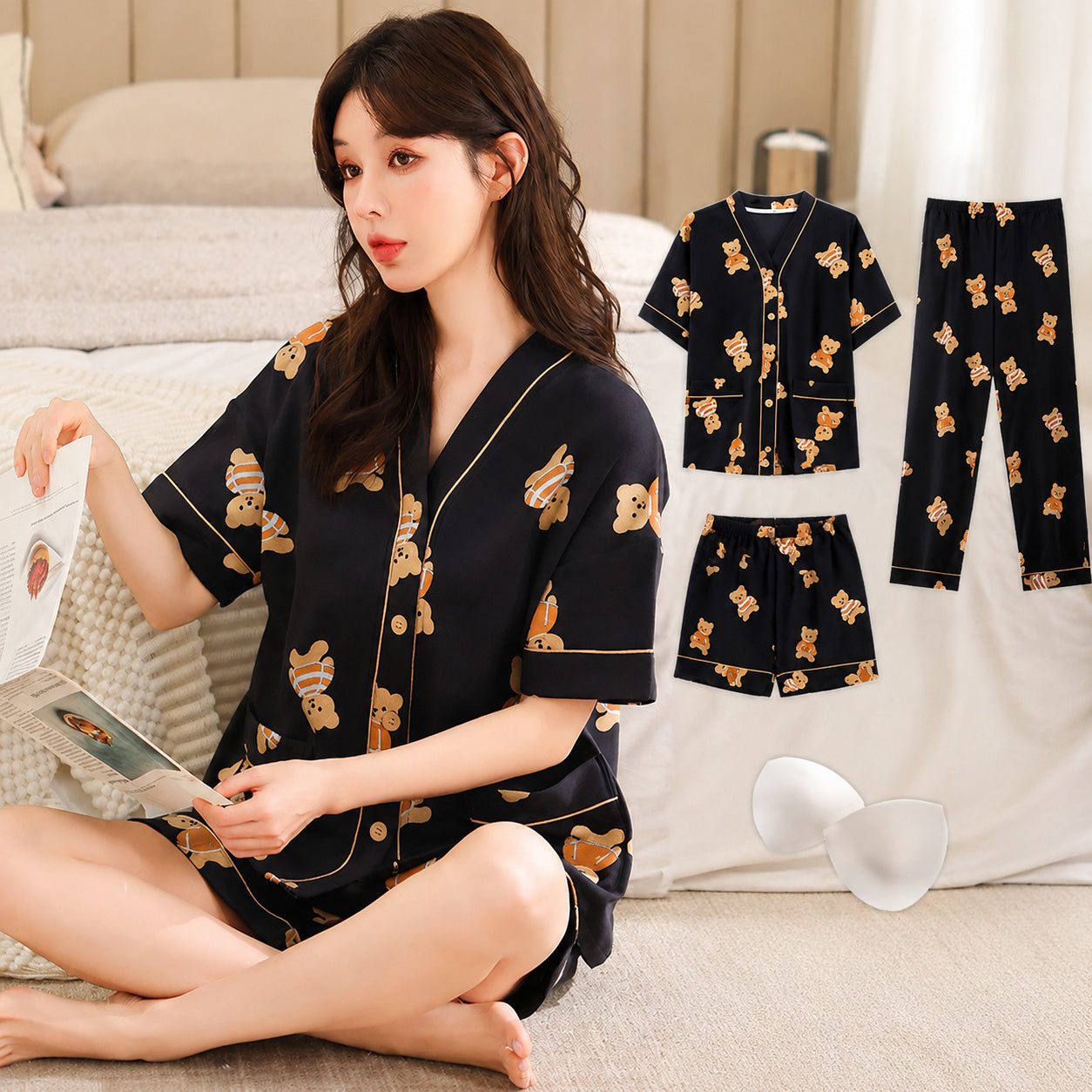 Cotton Built-in Cup Pajama Set
