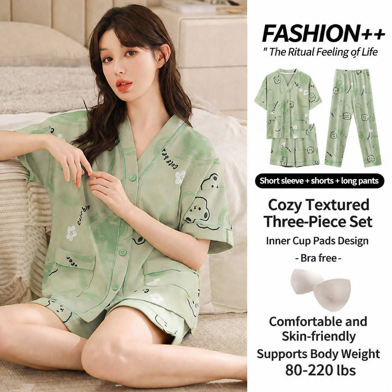 Cotton Built-in Cup Pajama Set
