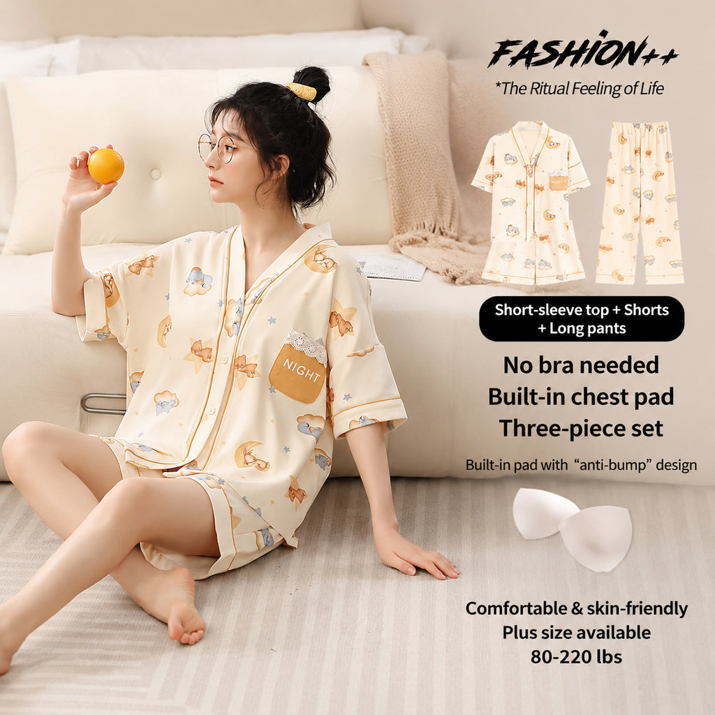 Cotton Built-in Cup Pajama Set
