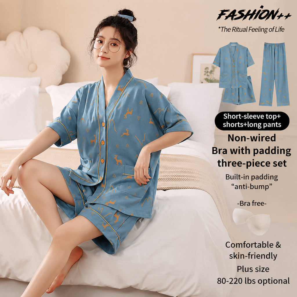 Cotton Built-in Cup Pajama Set