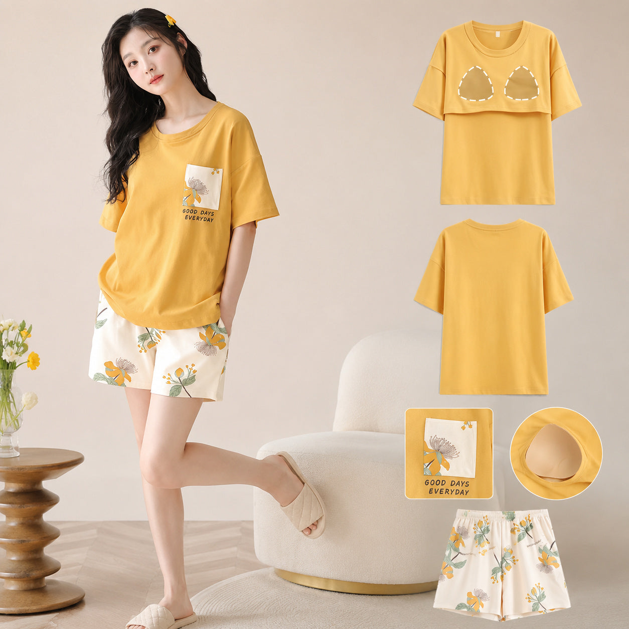 Cotton Bra-Free Pajama Set
