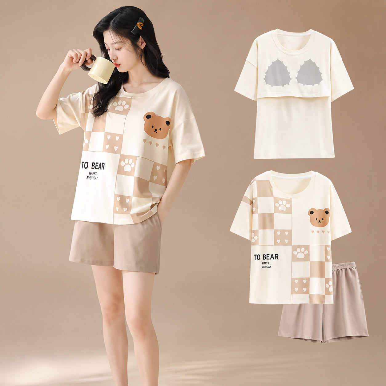 Cotton Bra-Free Pajama Set