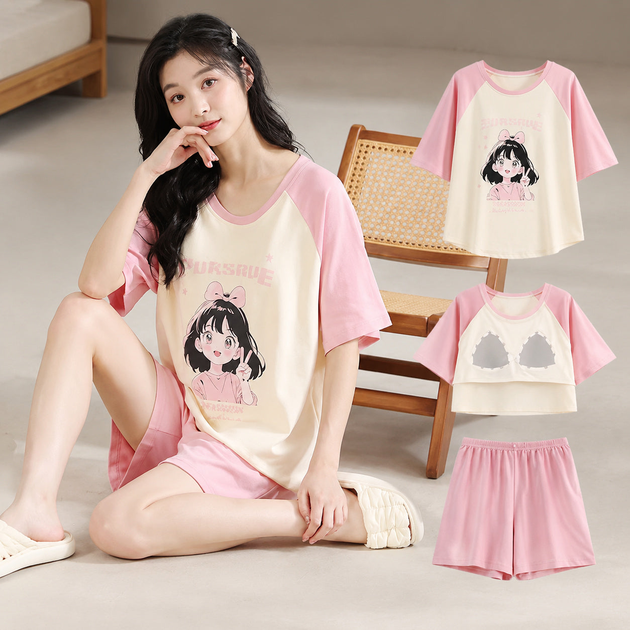 Cotton Bra-Free Pajama Set