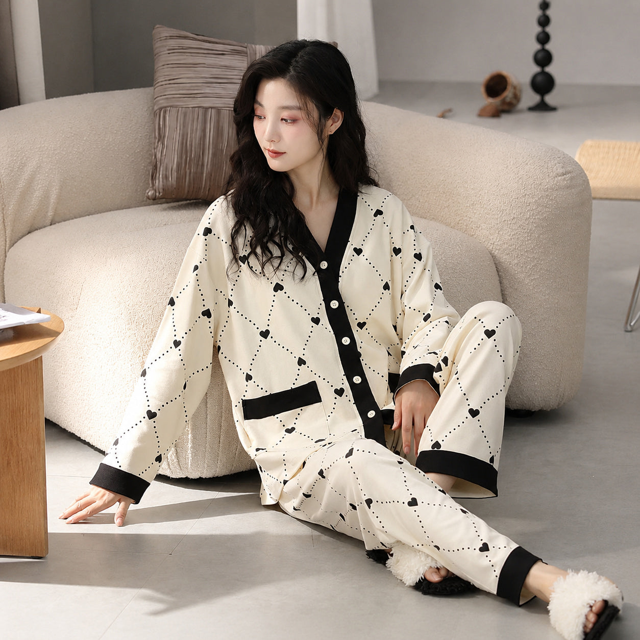 Cotton Pajama Set With Bra Pads