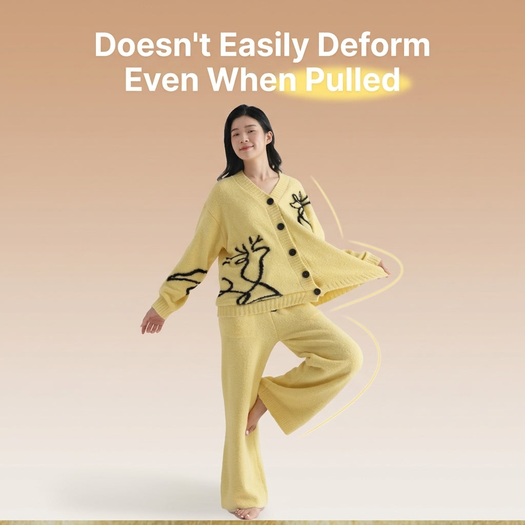 Fleece Cardigan Loungewear Set