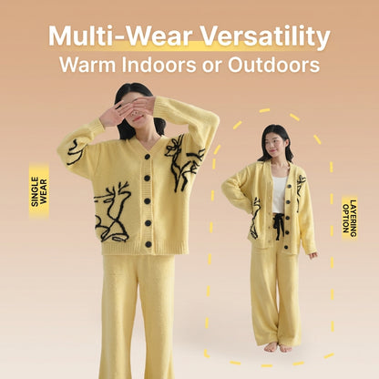 Fleece Cardigan Loungewear Set