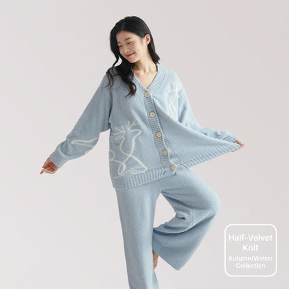 Fleece Cardigan Loungewear Set