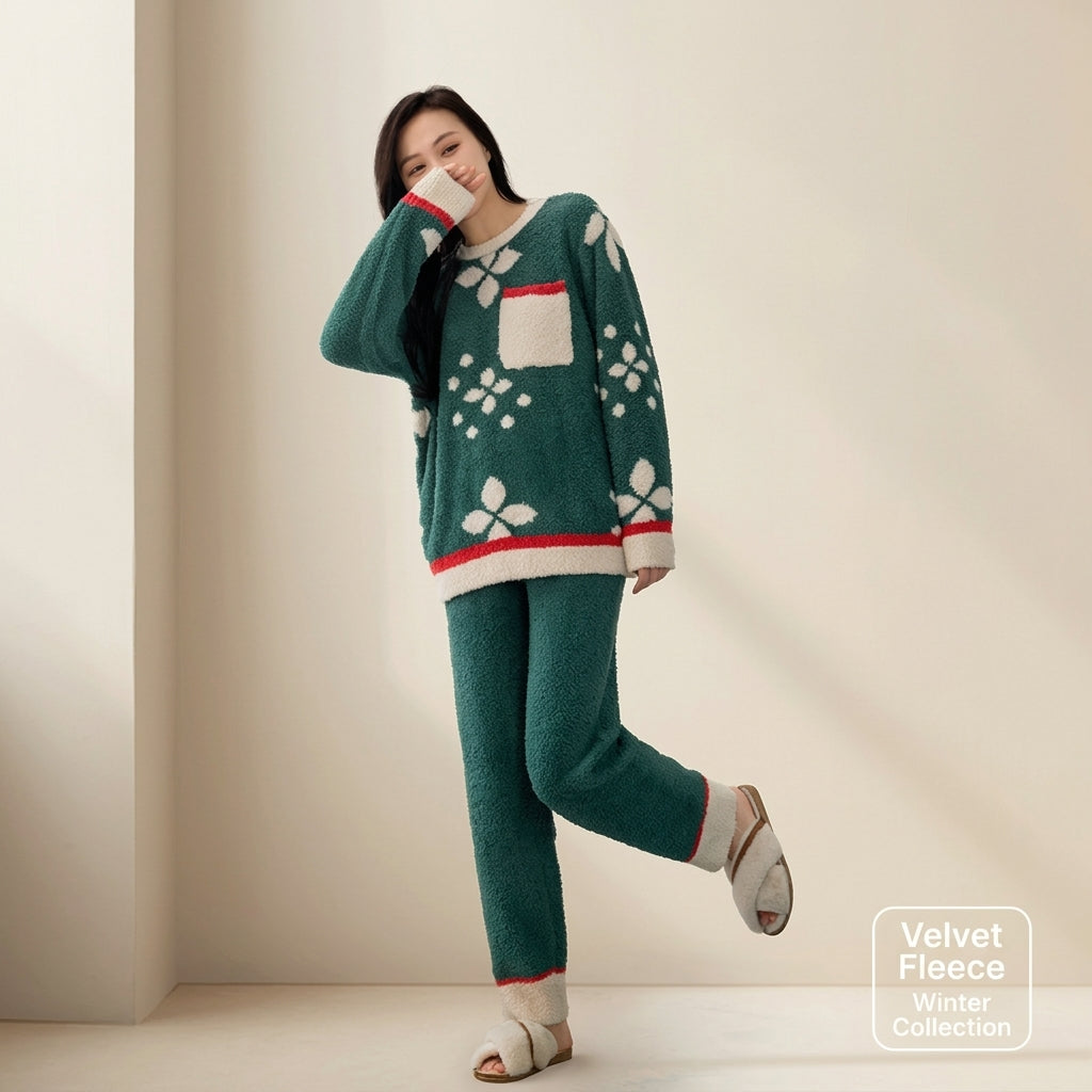 Fleece Cardigan Loungewear Set