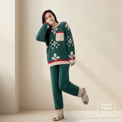 Fleece Cardigan Loungewear Set