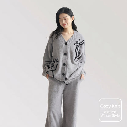 Fleece Cardigan Loungewear Set