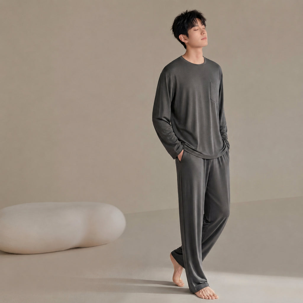 Cooling Men's All-Season Modal Set Sleepwear for Home and Sleep, Multiple Colors, Multiple Sizes