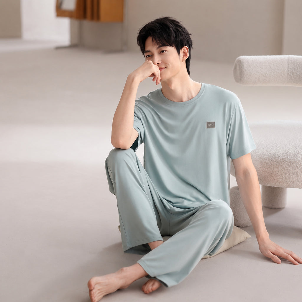 Cooling Men's Ice-Silk Lounge Set for Home and Sleep, Multiple Colors, Multiple Sizes