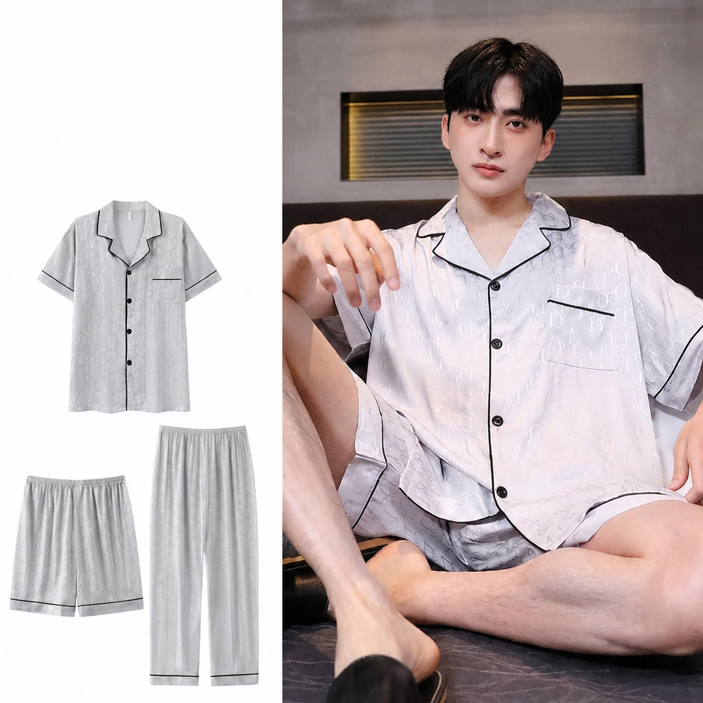 Cooling CoolTouch Ice-Silk Pajama Set for Home and Sleep, Multiple Colors, L/XL/2XL/3XL