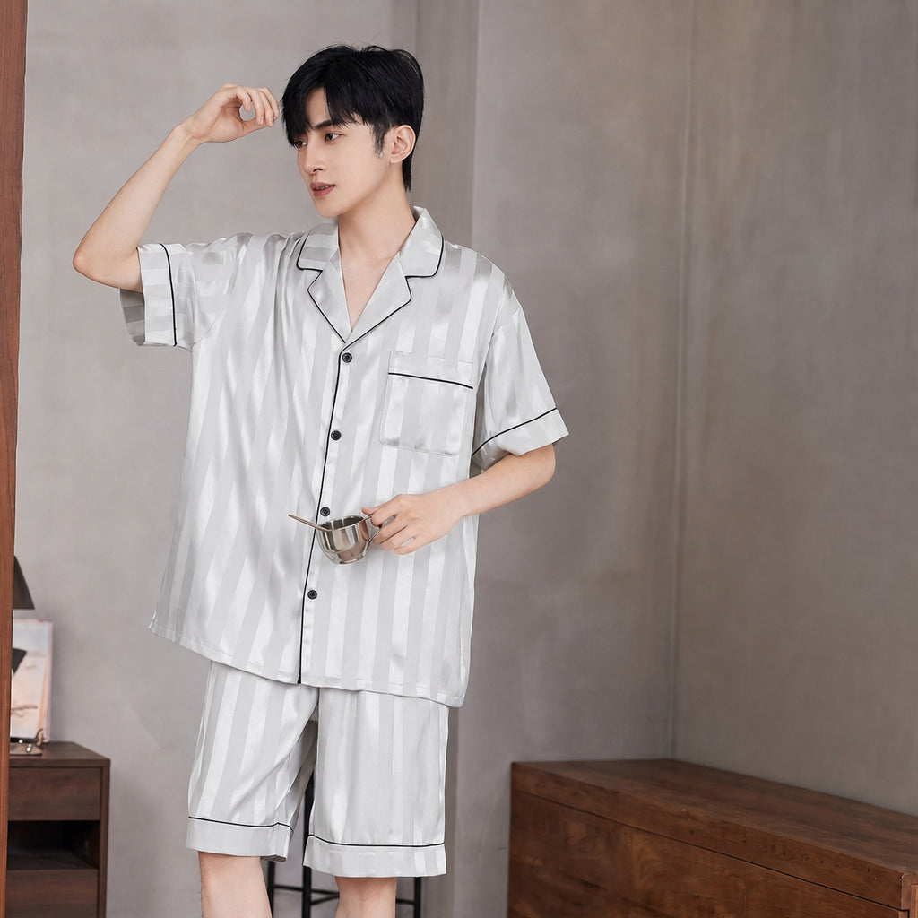 Cooling CoolTouch Ice-Silk Pajama Set for Home and Sleep, Multiple Colors, L/XL/2XL/3XL
