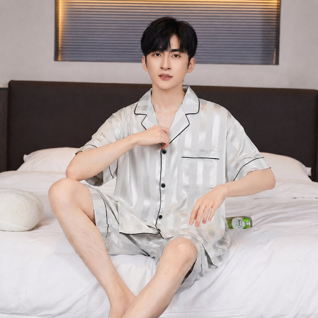 Cooling CoolTouch Ice-Silk Pajama Set for Home and Sleep, Multiple Colors, L/XL/2XL/3XL