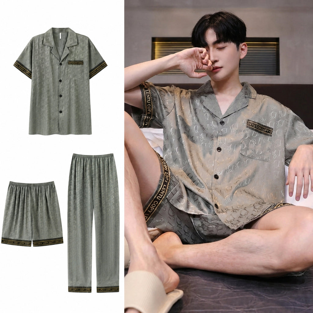 Cooling CoolTouch Ice-Silk Pajama Set for Home and Sleep, Multiple Colors, L/XL/2XL/3XL