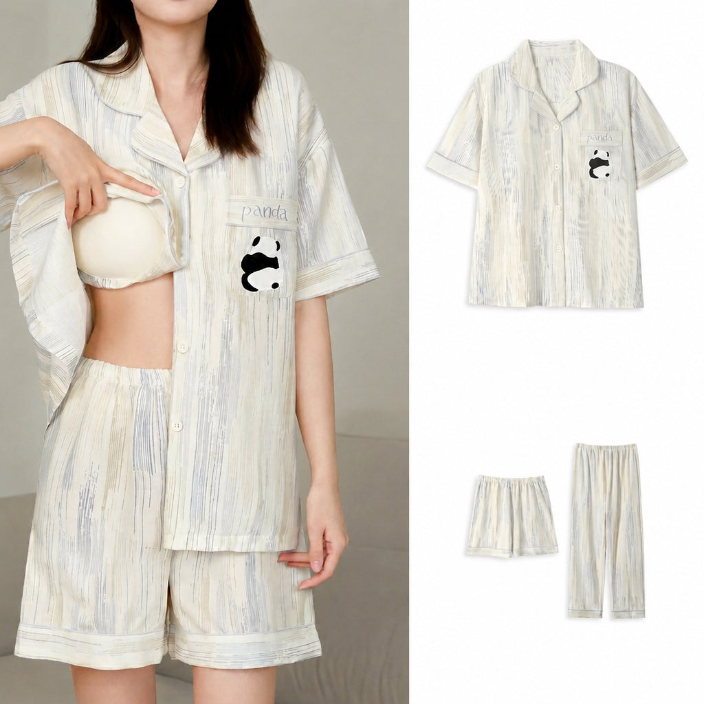 Cotton 3-Piece Pajama Set for Home and Sleep, Multiple Colors, M/L/XL/XXL