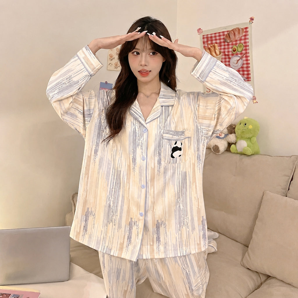 Cotton 3-Piece Pajama Set for Home and Sleep, Multiple Colors, M/L/XL/XXL