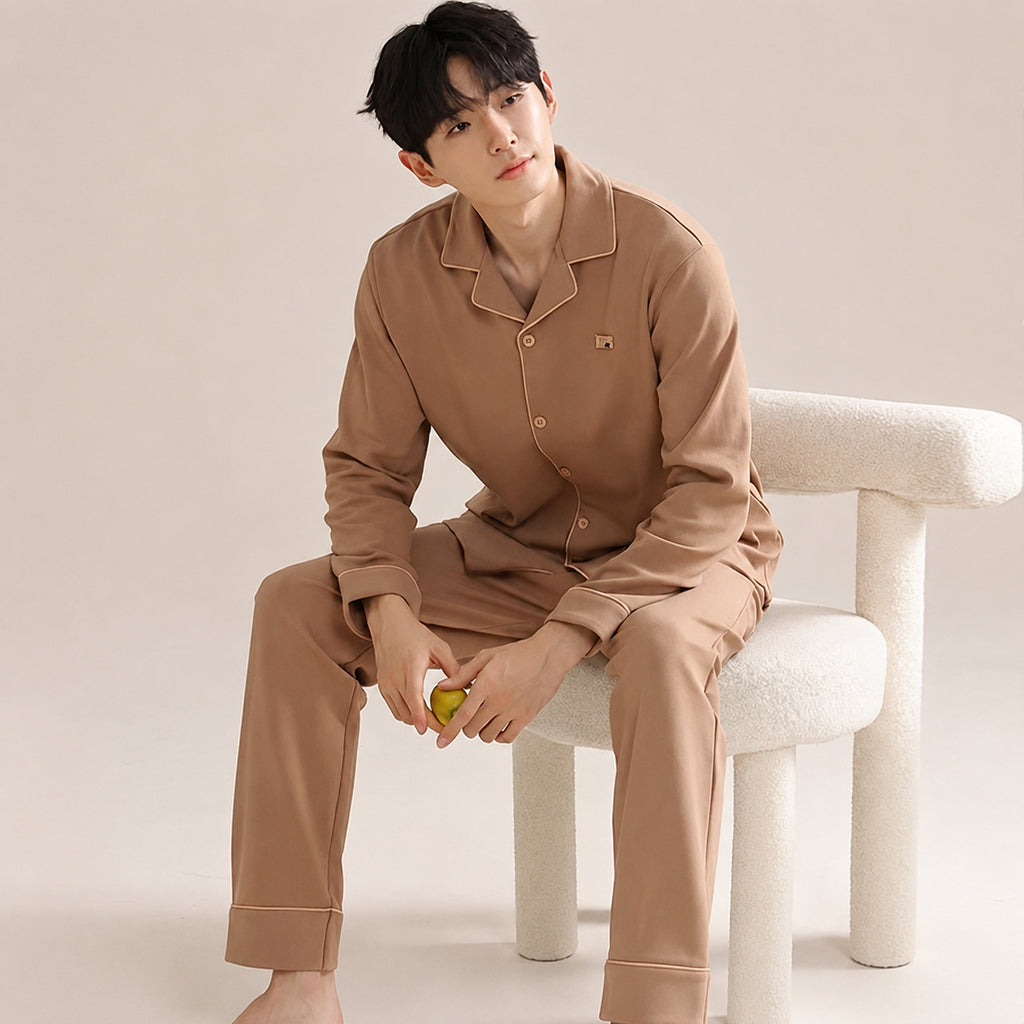 Men's Cotton Button-Front Pajamas for Home and Sleep, Multiple Colors, Multiple Sizes