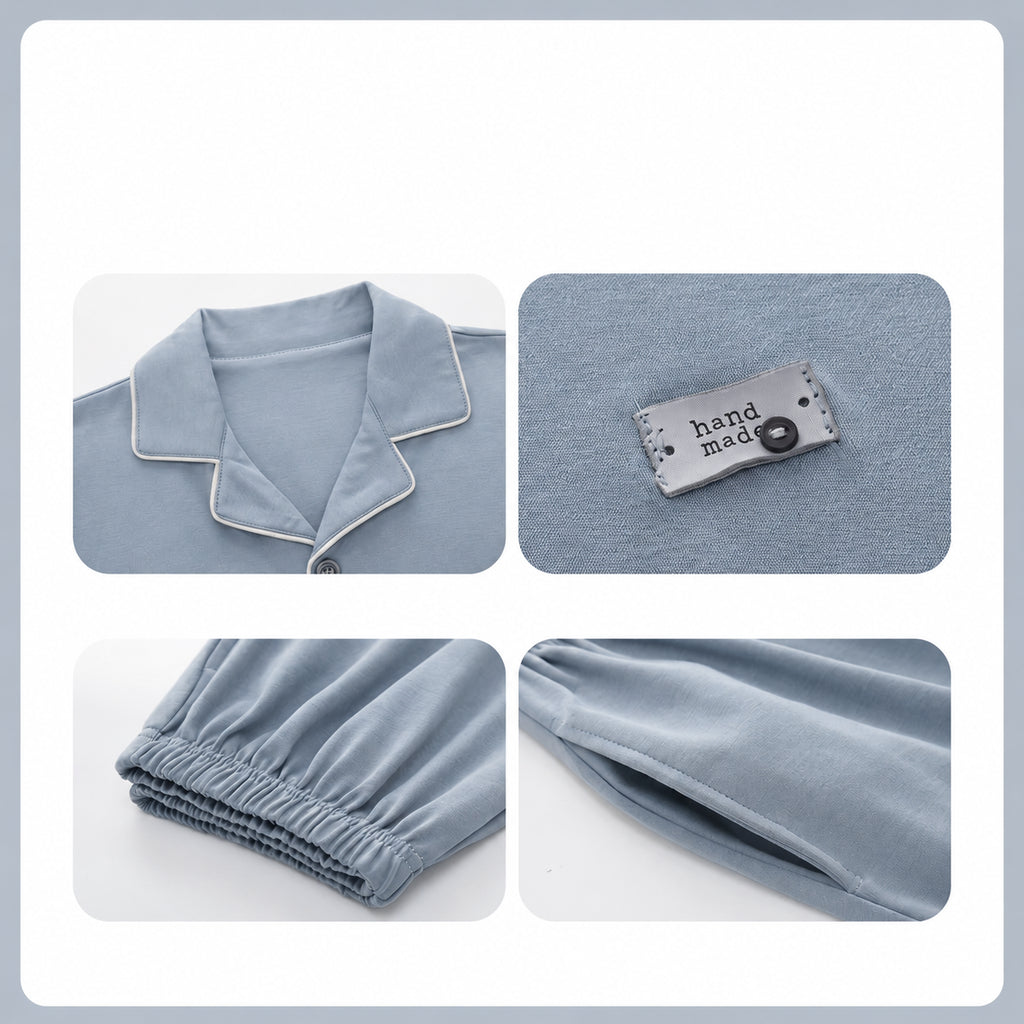 Men's Cotton Button-Front Pajamas for Home and Sleep, Multiple Colors, Multiple Sizes