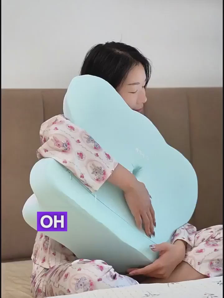 Silk Multi-Position Nap Pillow for Bed, Sofa, or Chair, Blue/Pink/Gray
