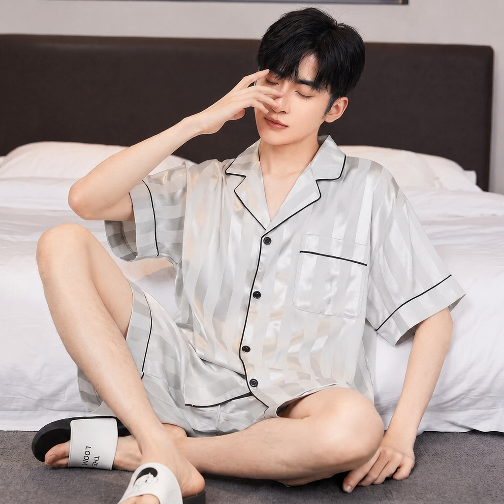 Cooling CoolTouch Ice-Silk Pajama Set for Home and Sleep, Multiple Colors, L/XL/2XL/3XL