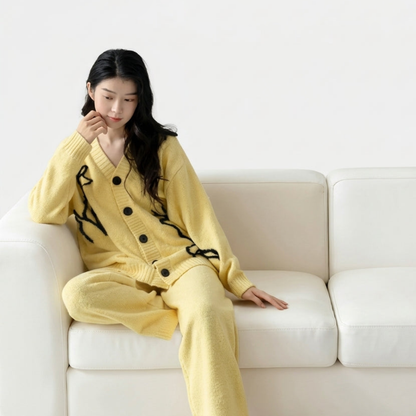 Fleece Cardigan Loungewear Set