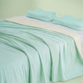 Silk Tea-Infused Cool Summer Quilt for Bedding Comfort, Green, 79x91 in