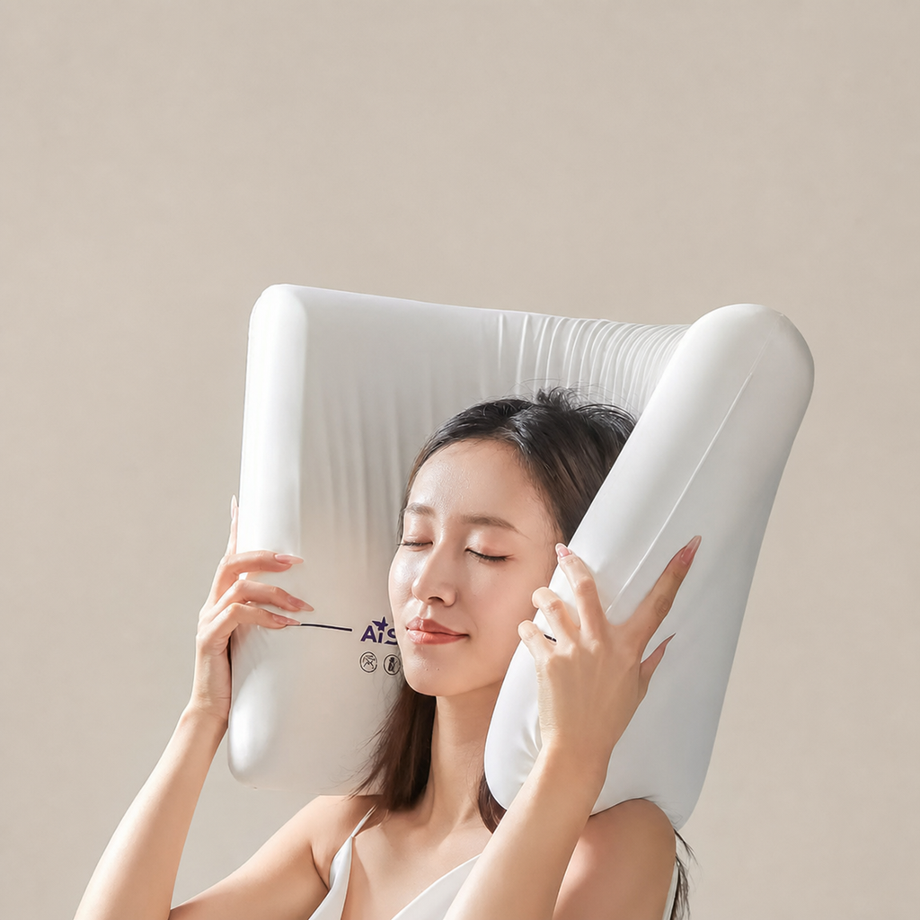 Antibacterial Memory Neck Pillow for Neck Support, Magnetic/White - 3.1 in/White - 3.9 in/Ergonomic